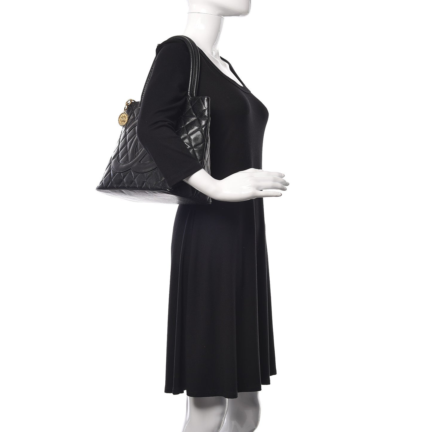 Caviar Quilted Medallion Tote Black