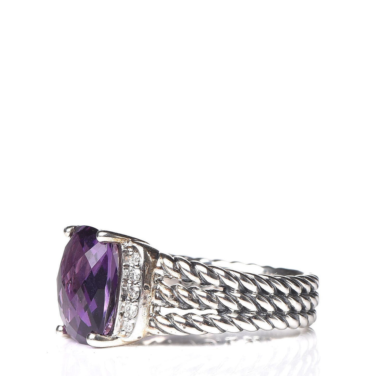 Sterling Silver Diamond Amethyst 10mm Petite Wheaton Ring 49 5