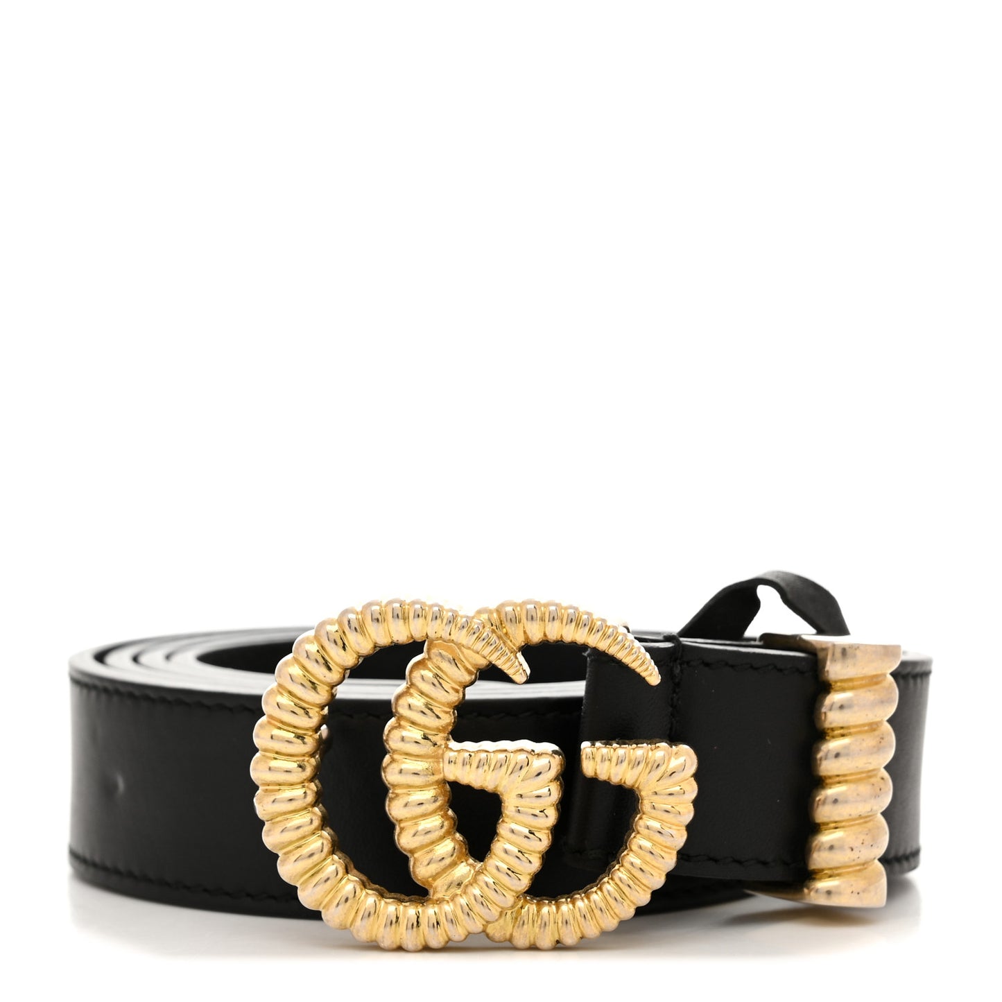 Moon Calfskin Torchon Double G 25mm Belt 85 34 Black