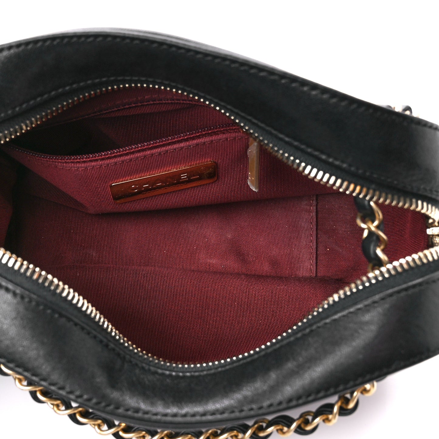 Goatskin Quilted Chanel 19 Camera Case Black