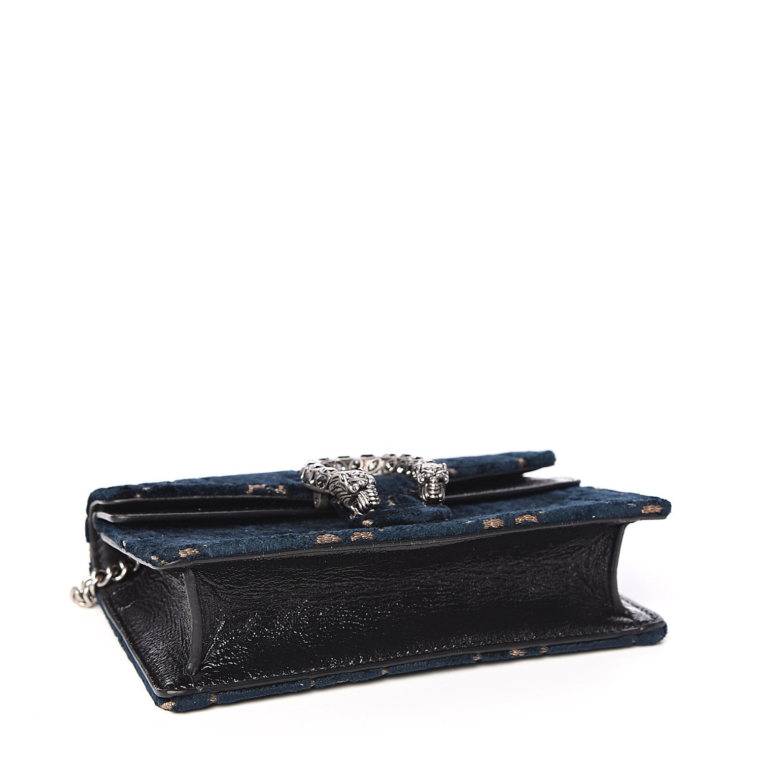 Gucci Velvet GG Monogram Super Mini Dionysus Shoulder Bag Blue Beige Black 3 of 8