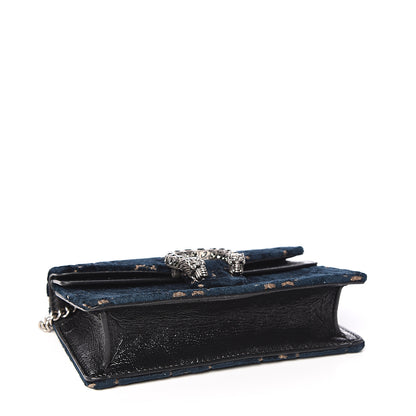 Gucci Velvet GG Monogram Super Mini Dionysus Shoulder Bag Blue Beige Black 3 of 8