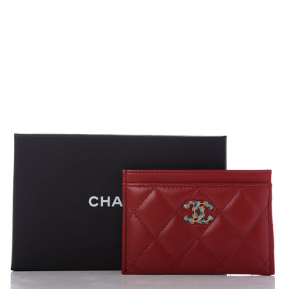 Chanel Lambskin Quilted Card Holder Red Multicolor 9 of 9