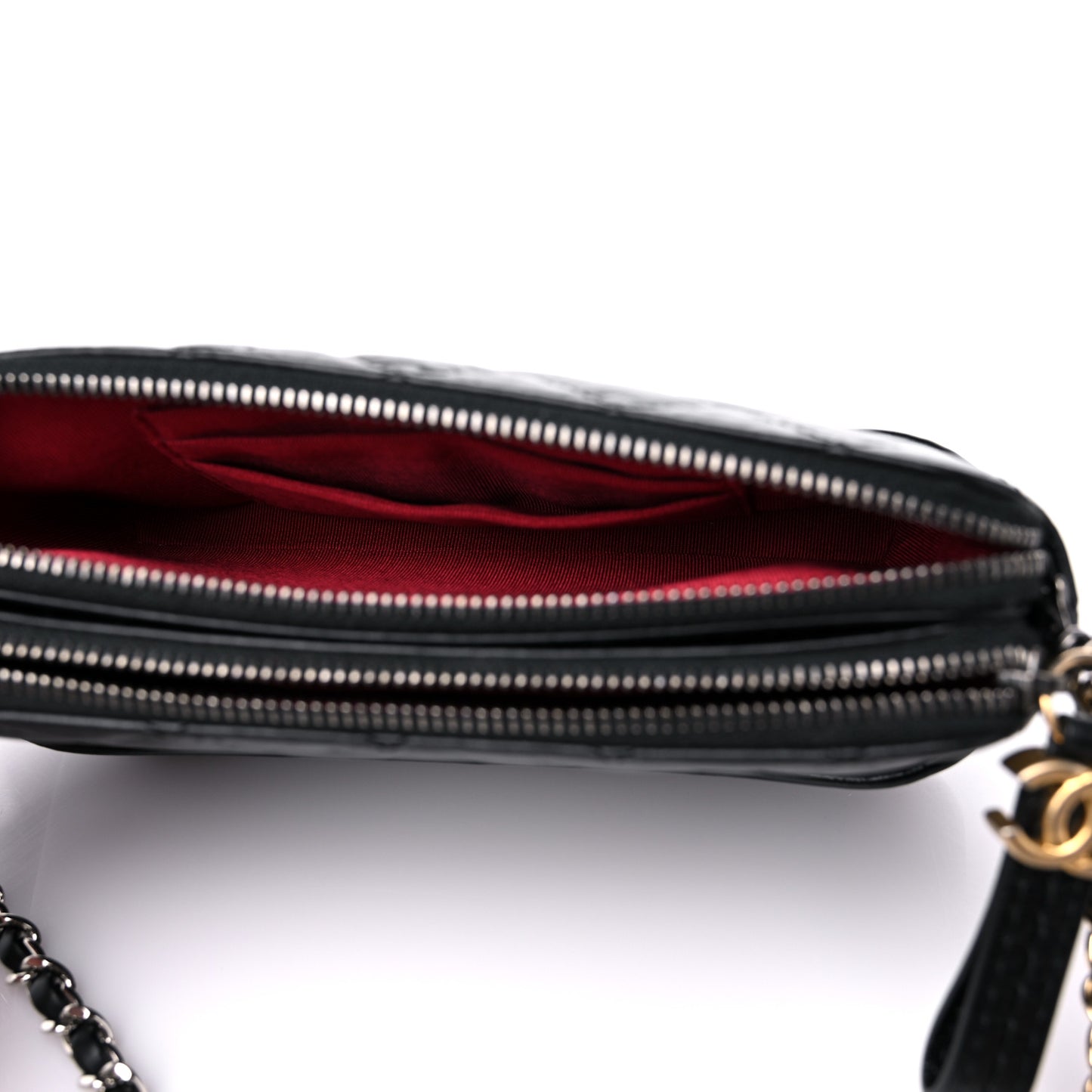 Aged Calfskin Quilted Small Gabrielle Clutch With Chain Black