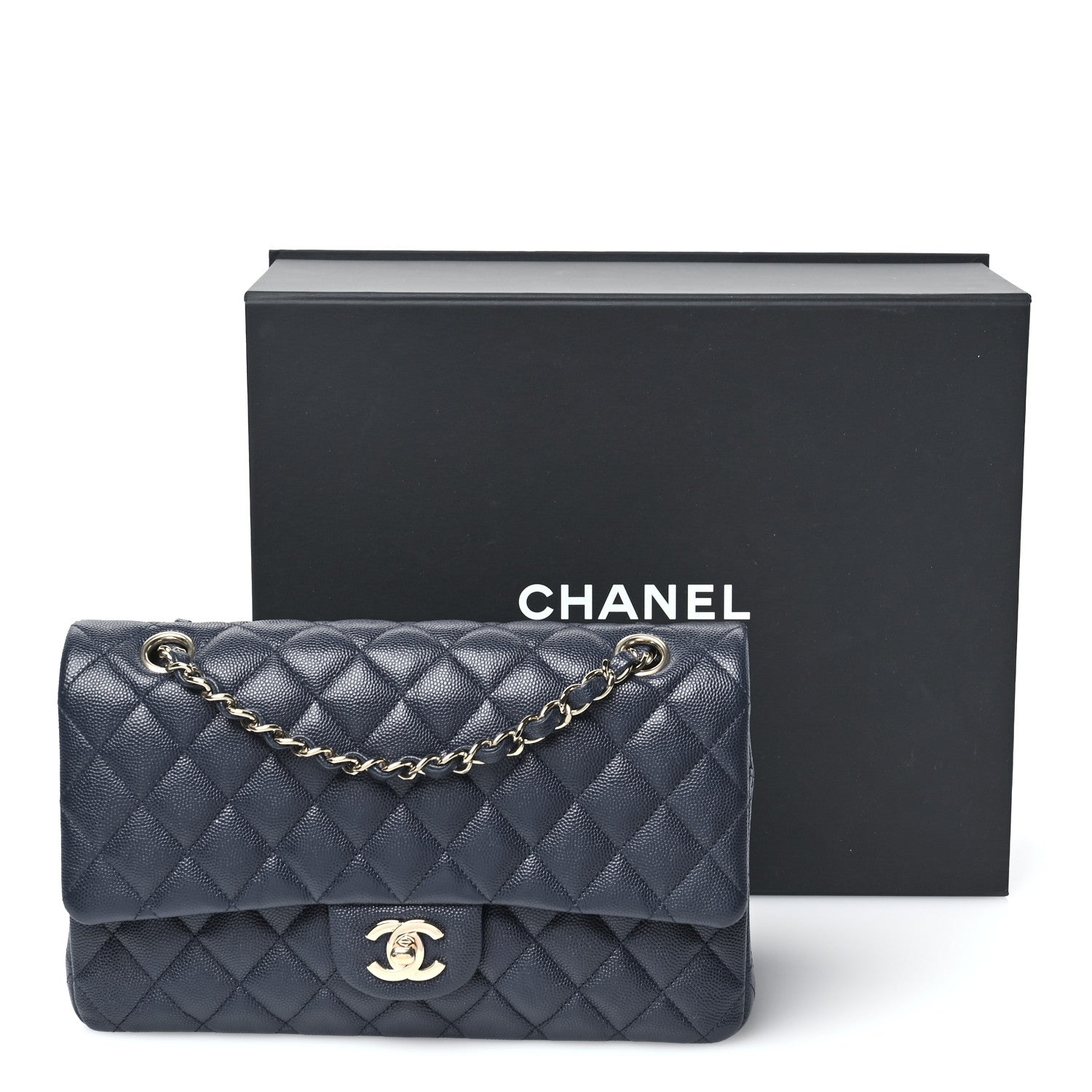 Chanel Caviar Quilted Medium Double Flap Navy 11 of 11