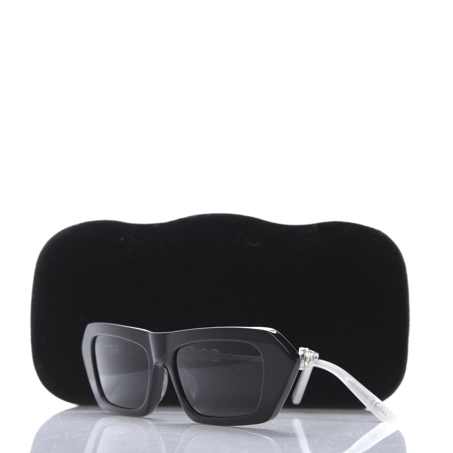 Gucci Acetate Crystal Embellished Rectangle Sunglasses GG0642S Black Gold 8 of 8