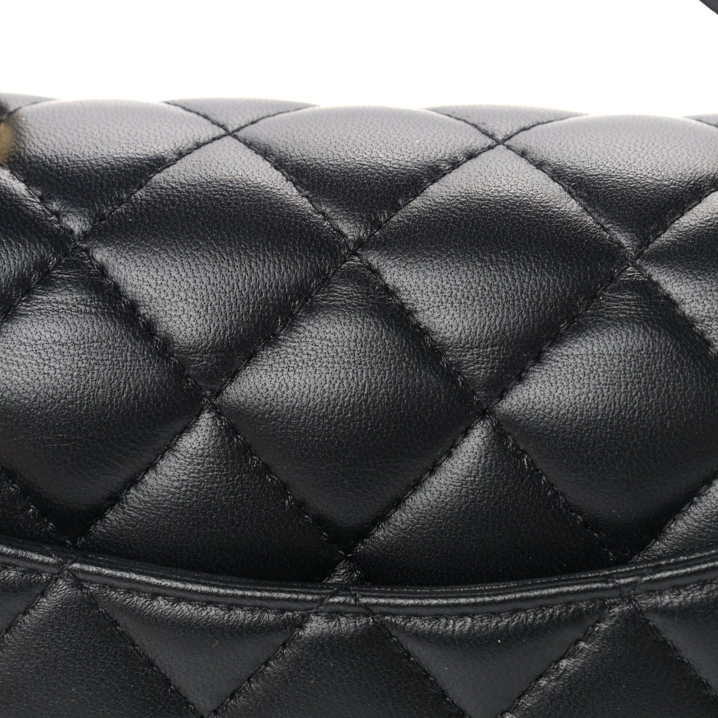 Lambskin Quilted Mini Top Handle Rectangular Flap Black