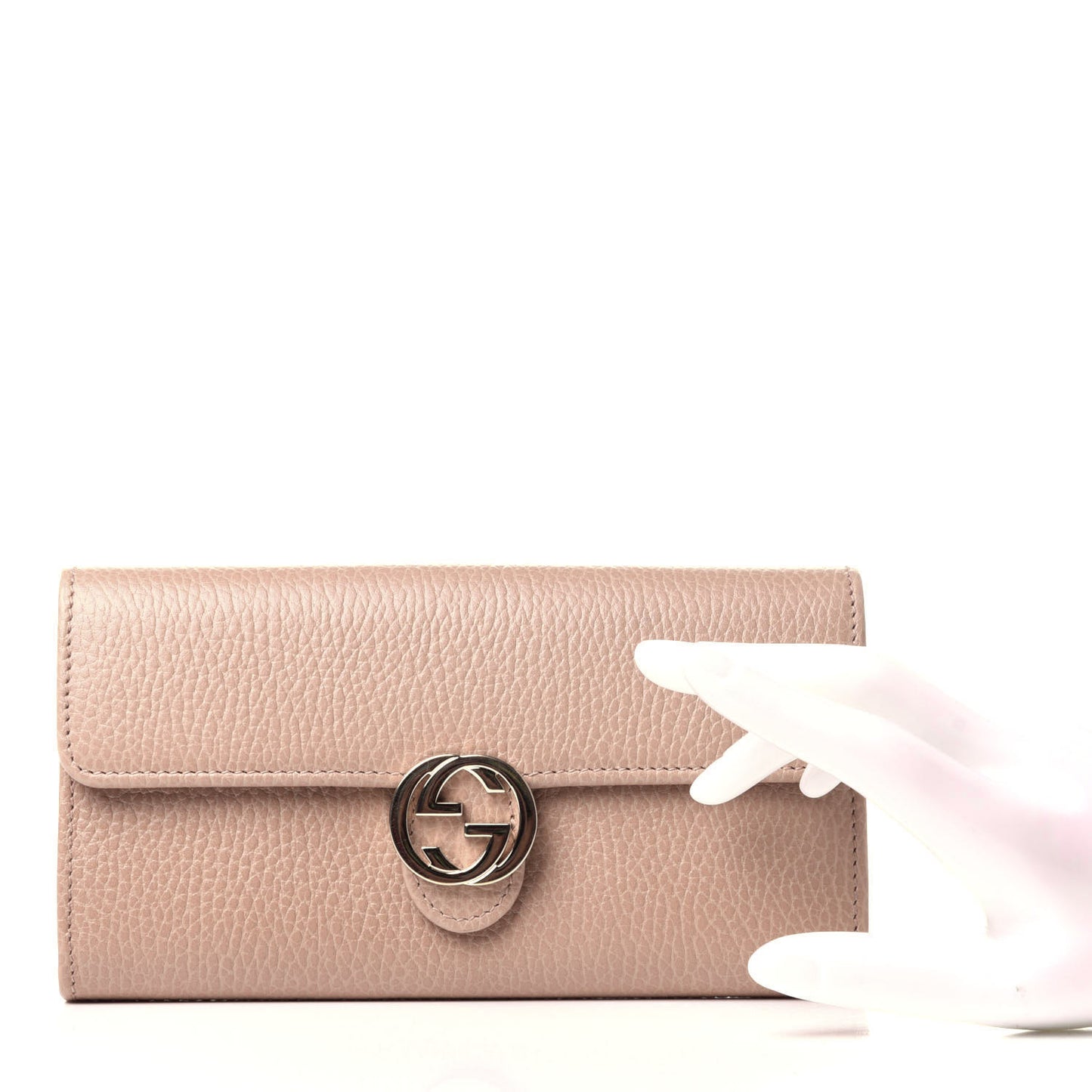 Dollar Calfskin Interlocking G Continental Wallet Camelia