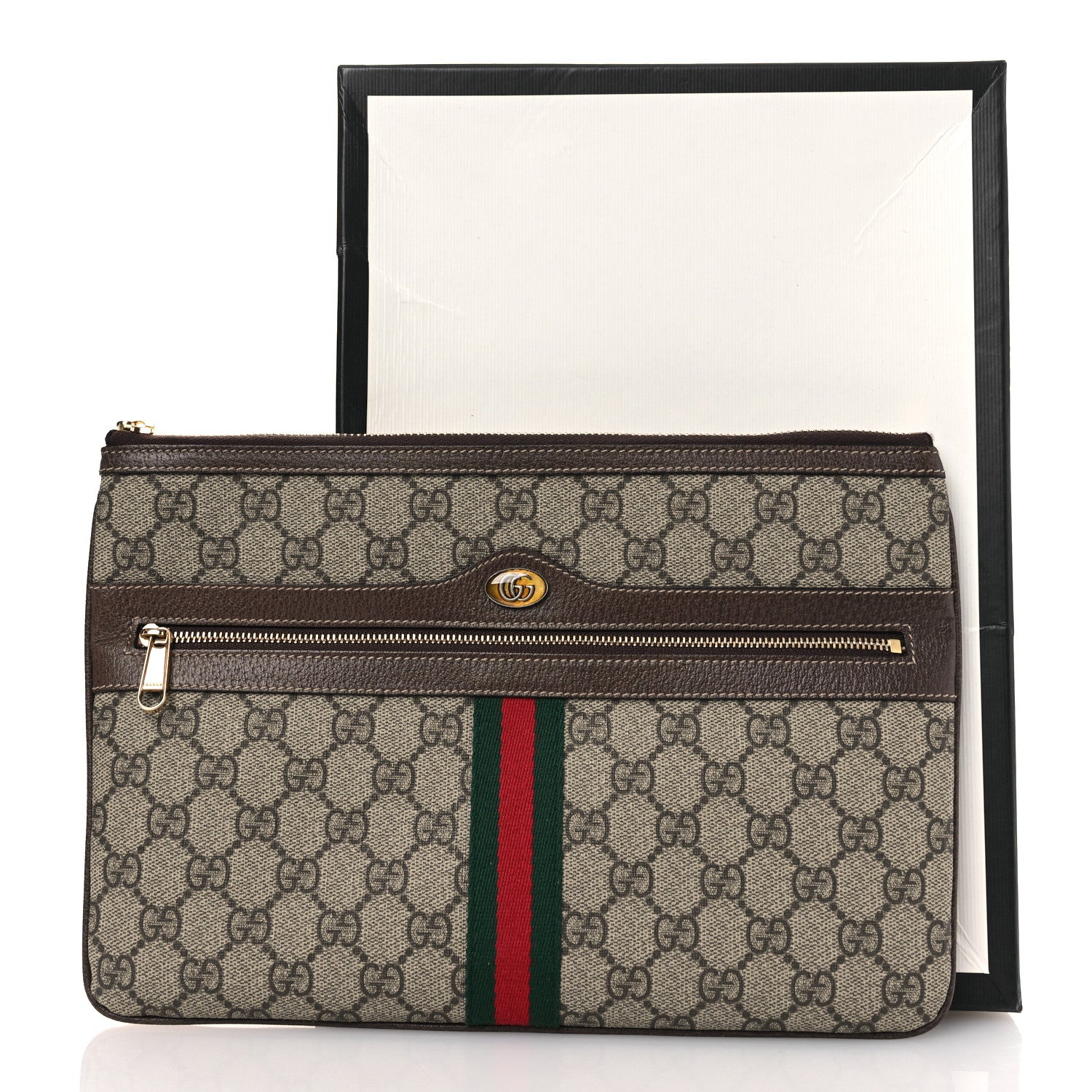 Gucci GG Supreme Monogram Large Ophidia Pouch Clutch Brown 11 of 11