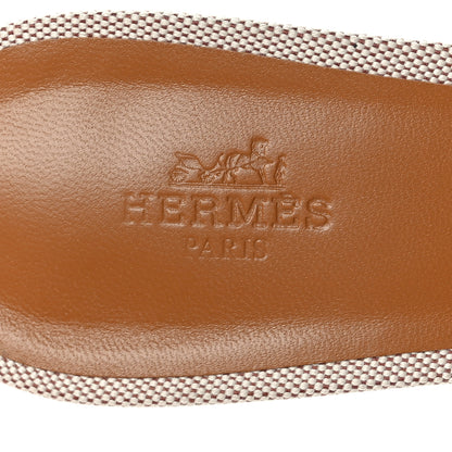 Hermes Calfskin Canvas Oasis Sandals 39 Noisette Beige Dore 7 of 9