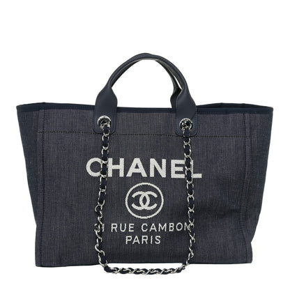 Chanel Denim Medium Deauville Tote Dark Blue 1 of 13