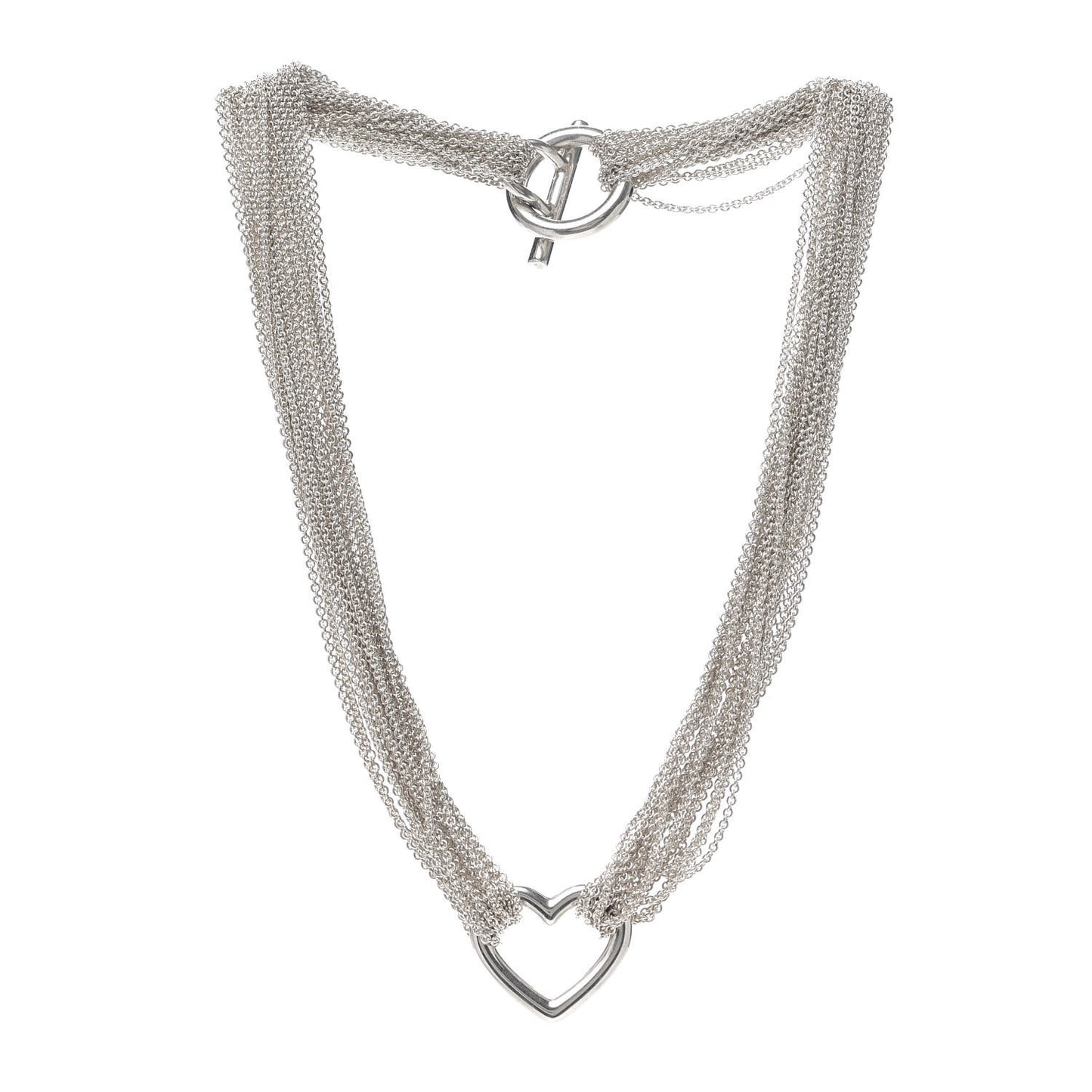 Sterling Silver Heart Multi Chain Toggle Necklace