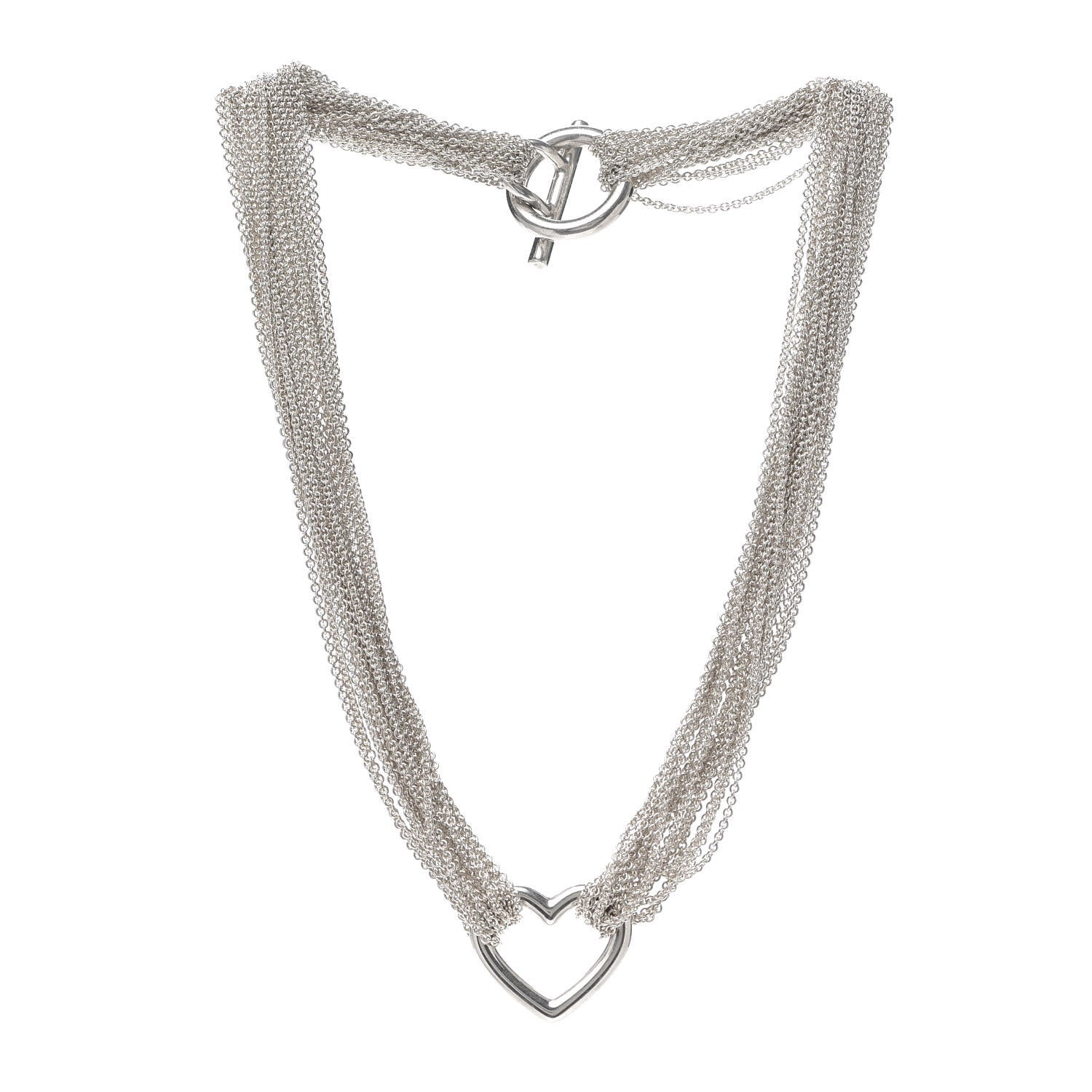 Tiffany Sterling Silver Heart Multi Chain Toggle Necklace 3 of 4