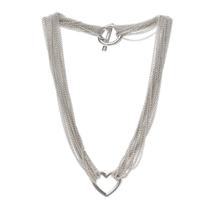Tiffany Sterling Silver Heart Multi Chain Toggle Necklace 3 of 4