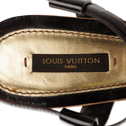 Louis Vuitton Monogram Idylle Patent Bow Wooden Sandals 37 Fusain 8 of 9