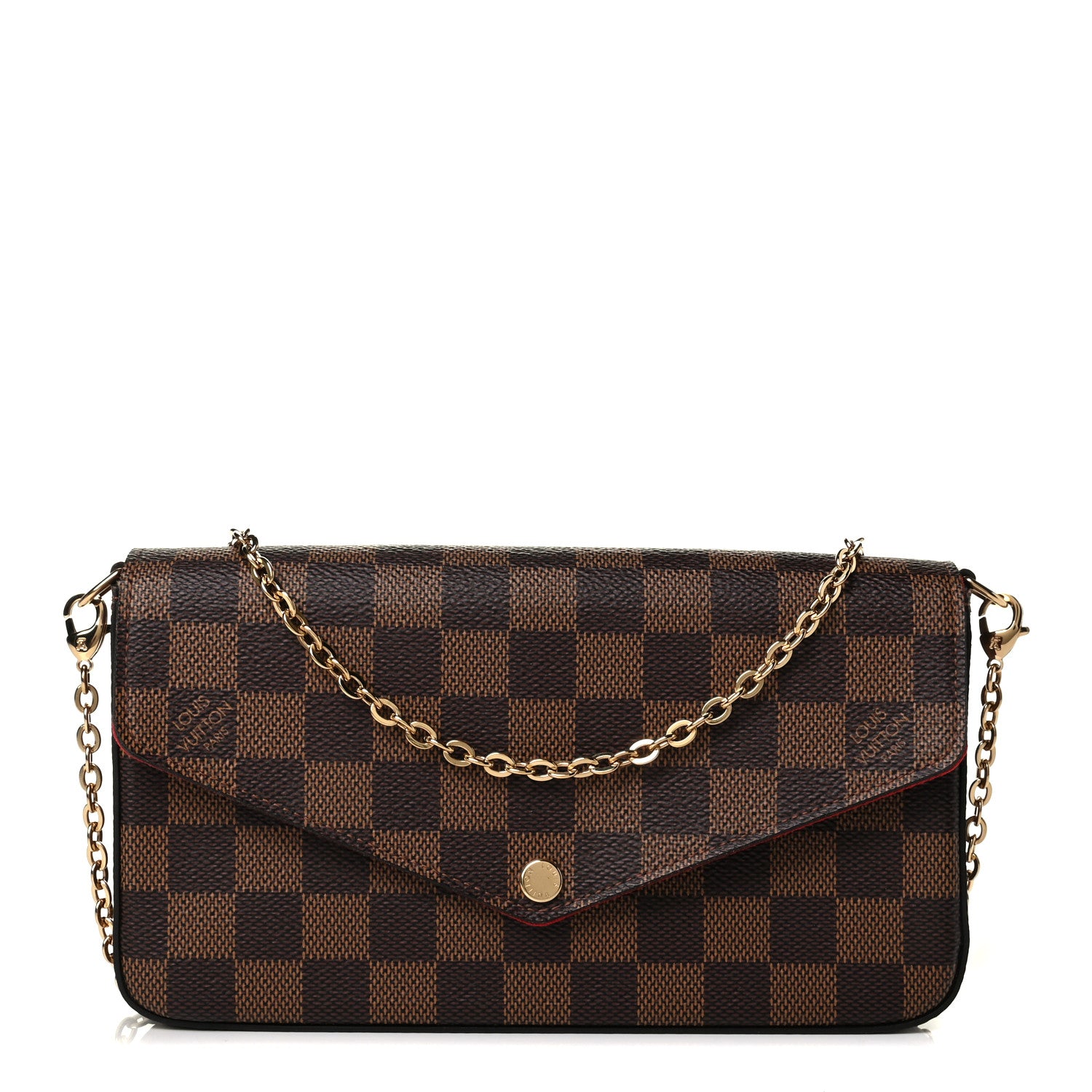 Louis Vuitton Damier Ebene Pochette Felicie Chain Wallet 1 of 7