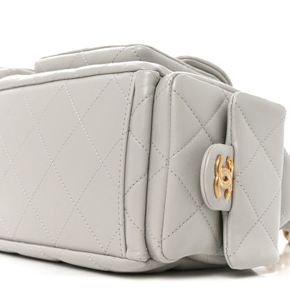 Chanel Shiny Lambskin Quilted Large Trendy Pockets Hobo Light Grey 9 of 9