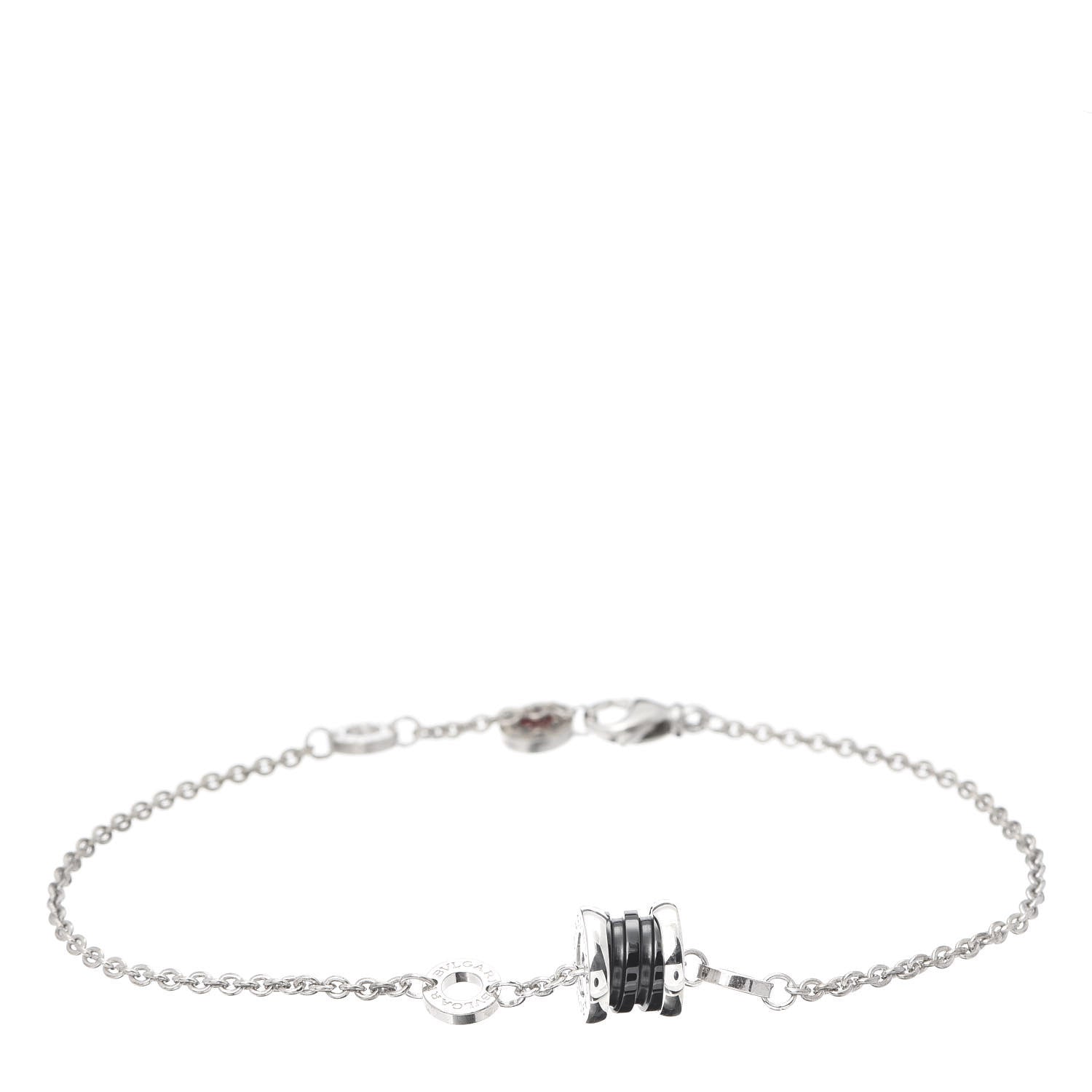 Bulgari Sterling Silver Black Ceramic Save the Children Bracelet ML 1 of 5