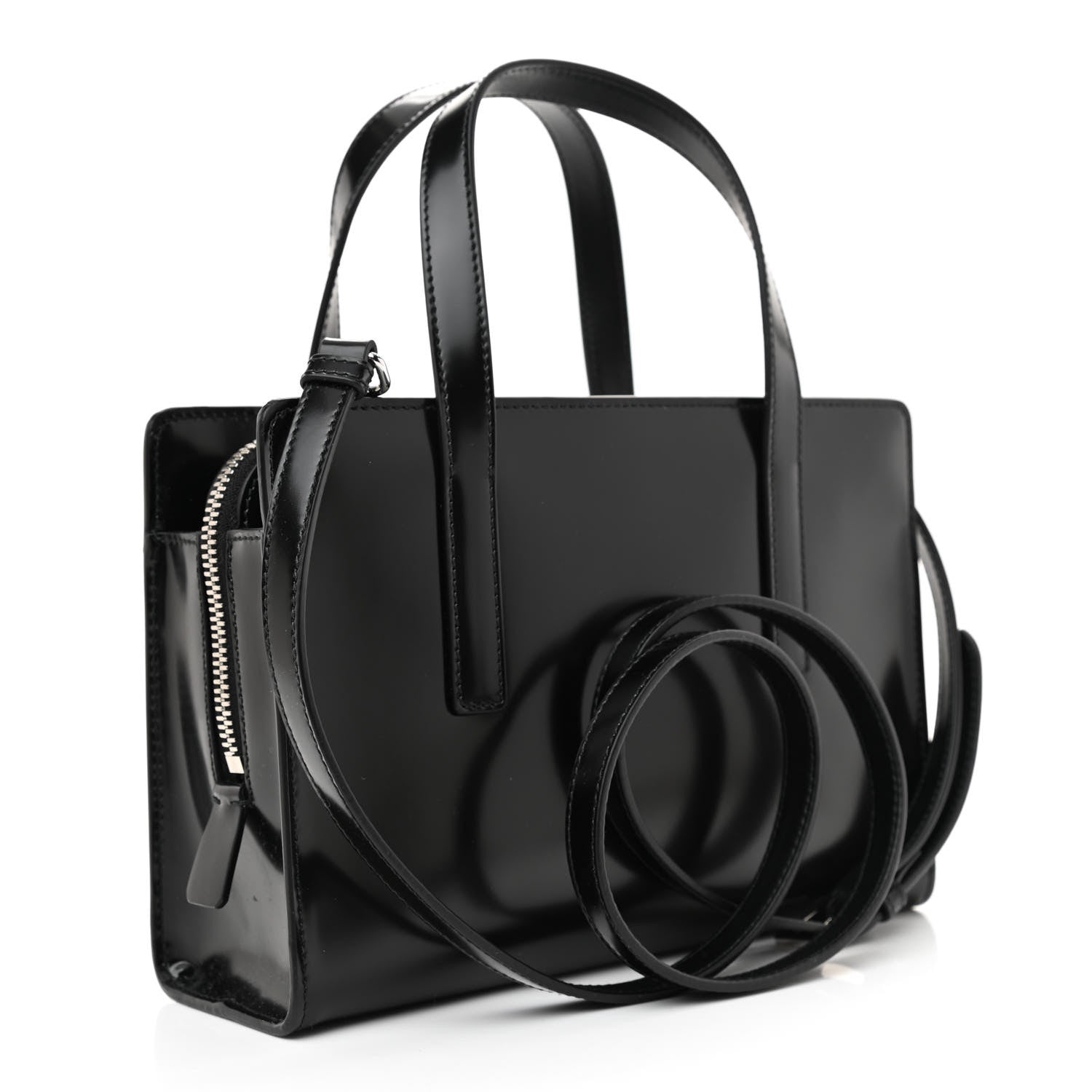 Prada Spazzolato Mini Re-Edition 1995 Double Handle Handbag Black 3 of 8