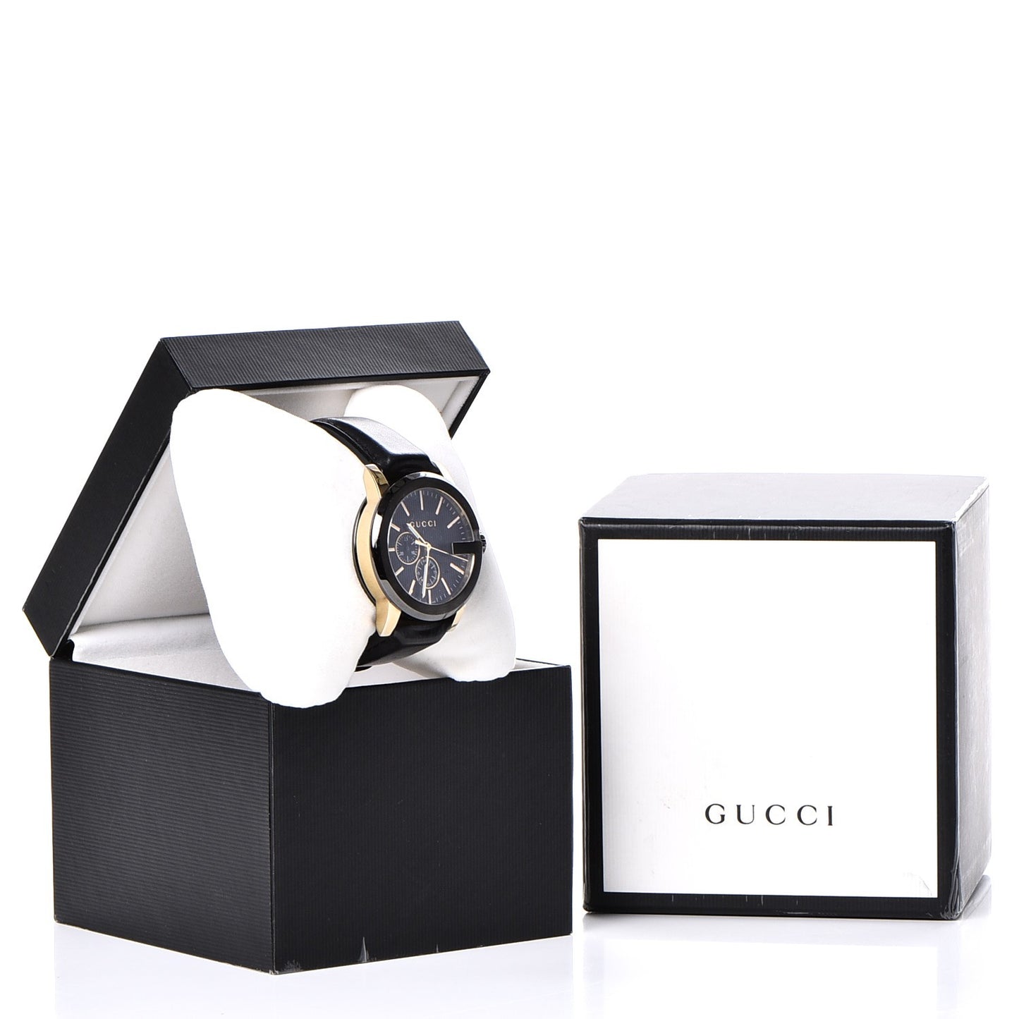 PVD Stainless Steel Calfskin 44mm G-Chrono Quartz Watch Black