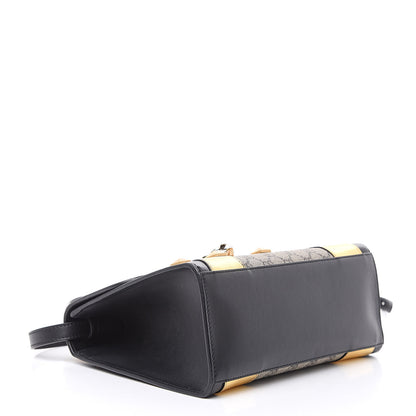 Gucci GG Supreme Monogram Small Osiride Top Handle Bag Black Gold 5 of 12