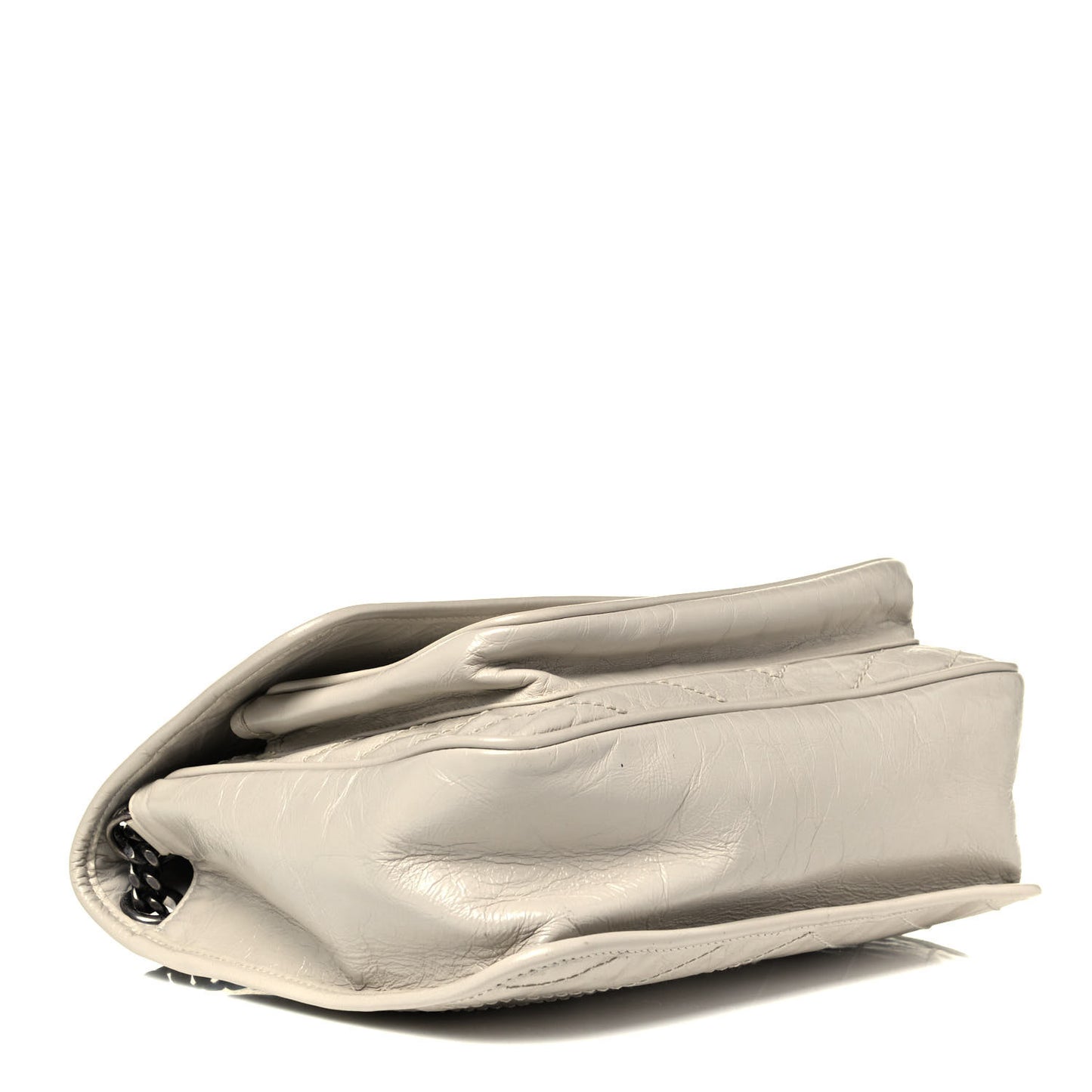 Crinkled Calfskin Matelasse Monogram Medium Niki Chain Satchel Ivory