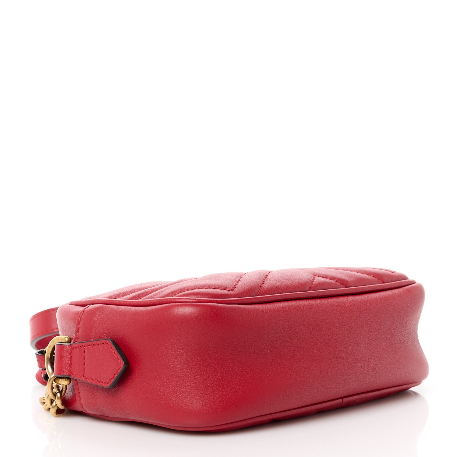 Gucci Calfskin Matelasse Mini GG Marmont Chain Shoulder Bag Hibiscus Red 4 of 11