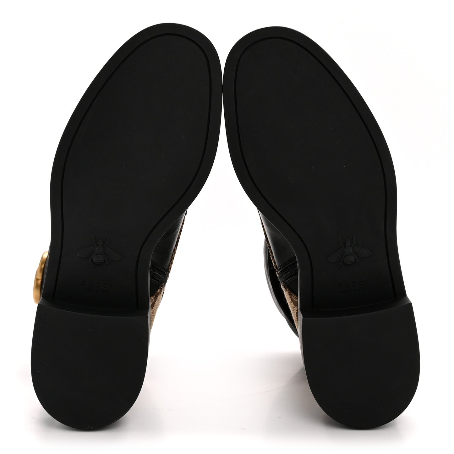 Flores Calfskin Monogram Maxi GG Nappa Matelasse Double G 40mm Ankle Boots 36.5 Black Camel Ebony