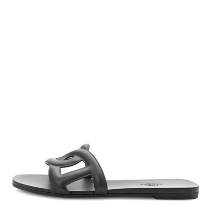 Hermes Rubber Aloha Sandals 38 Black 1 of 9