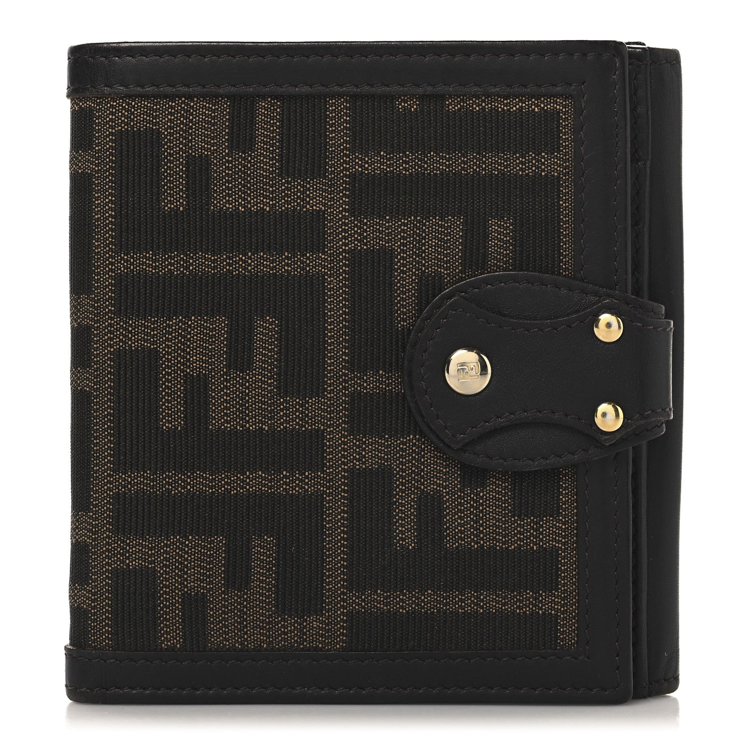 Fendi Zucca Cuoio Lucido Compact Wallet Tobacco Moro 1 of 12