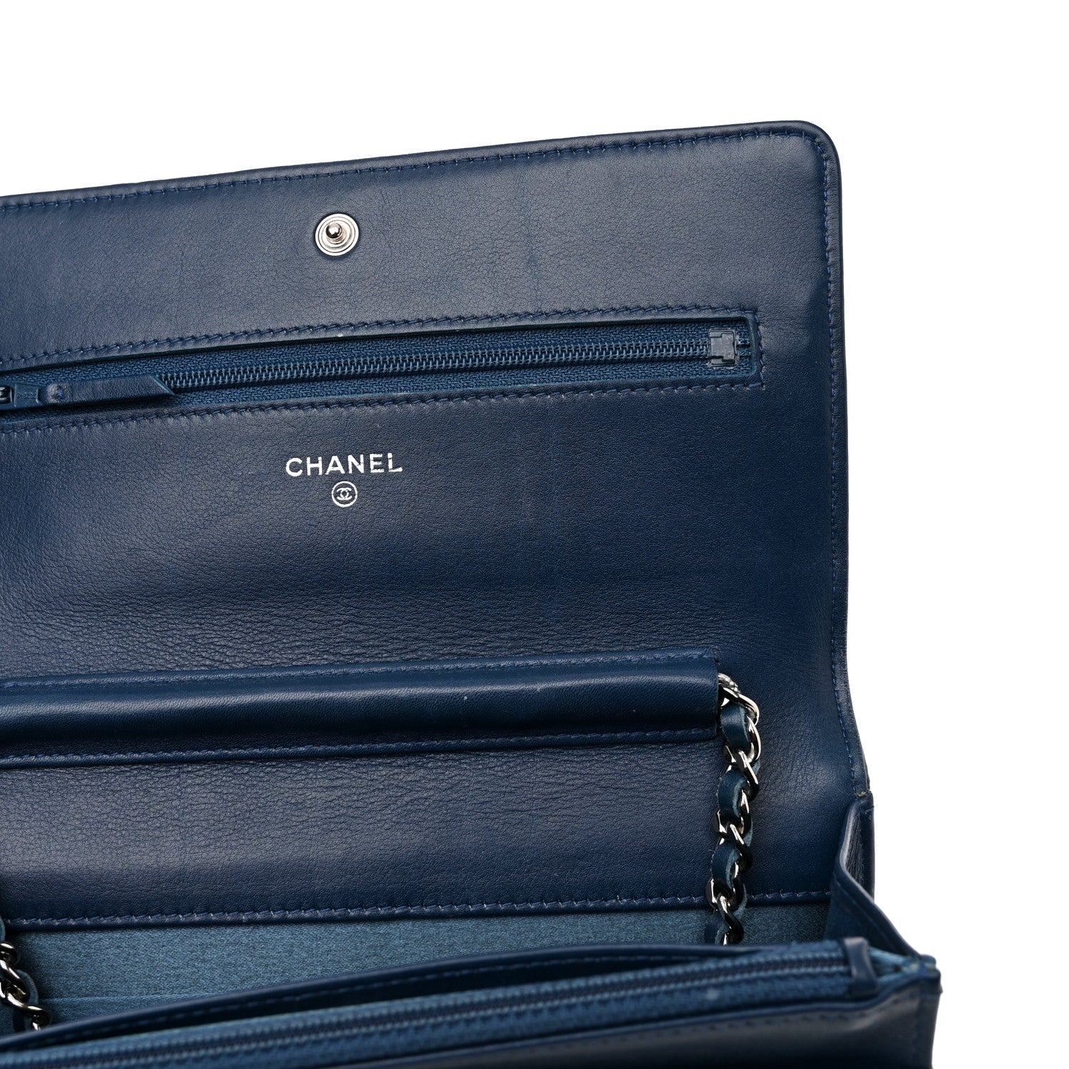 Chanel Patent Camellia Wallet on Chain WOC Royal Blue 12 of 18