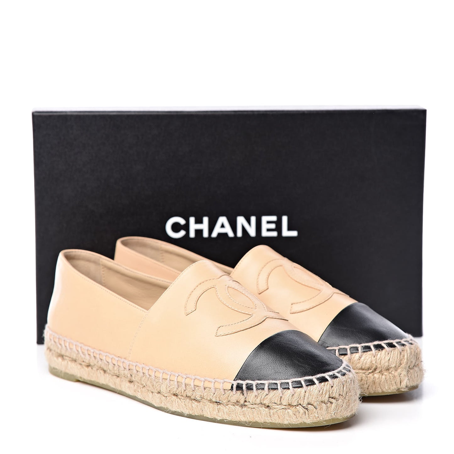 Lambskin CC Espadrilles 39 Beige Black