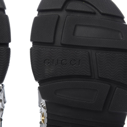 Gucci Technical Canvas Calfskin Reflective Studded Mens Aguru Sandals 8 Silver Black 6 of 8