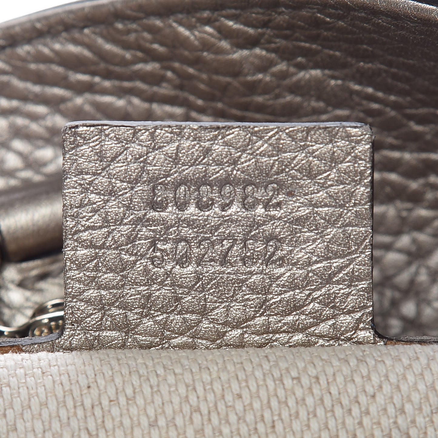 Metallic Pebbled Calfskin Medium Soho Chain Shoulder Bag Golden Beige