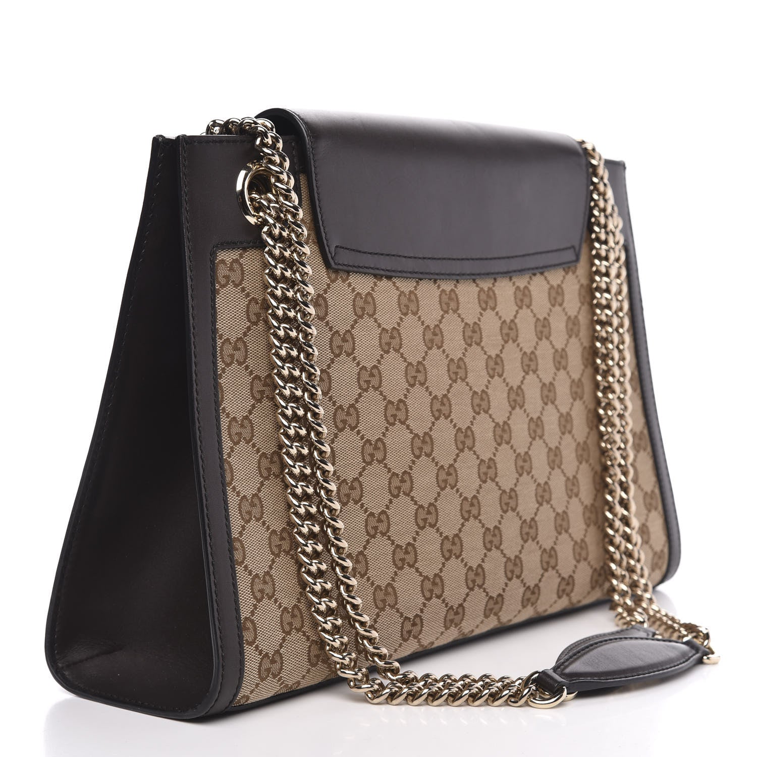 Gucci Monogram Margaux Calfskin Large Emily Chain Shoulder Bag Beige Ebony Cocoa 3 of 15