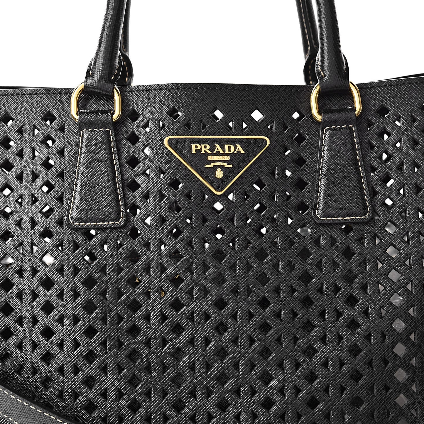 Saffiano Perforated Tote Black