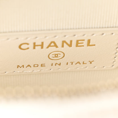 Chanel Tweed Quilted Round Filigree Pouch With Chain White Black 6 of 7