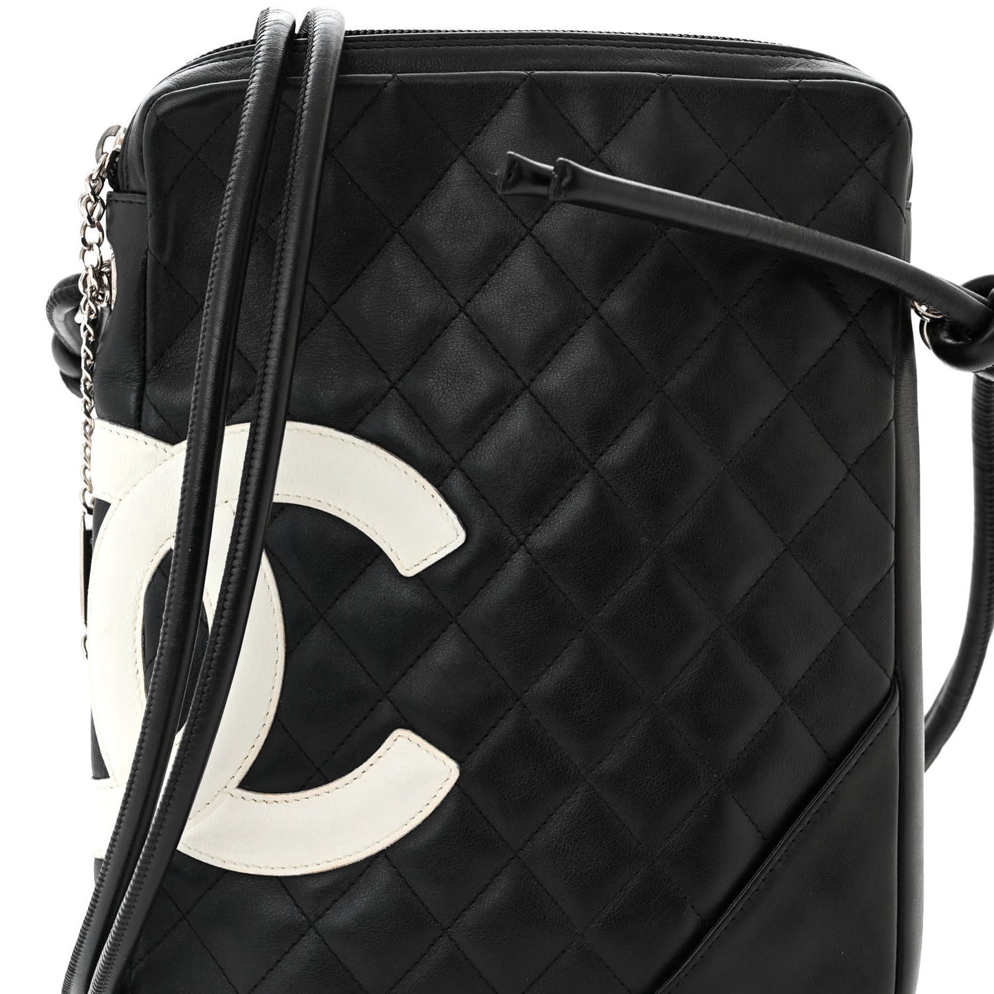 Calfskin Quilted Medium Cambon Messenger Black White
