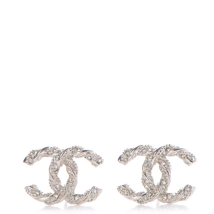 Chanel Crystal CC Twisted Earrings Silver 1 of 5