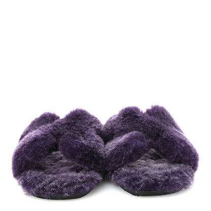 Hermes Woolskin Oran Sandals 36.5 Violet Fonce 3 of 8