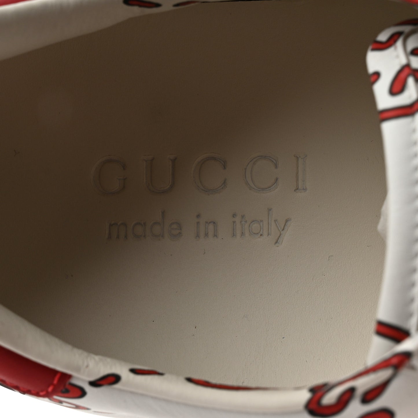 Calfskin GucciGhost Print Mens Ace Sneakers 7.5 White Hibiscus Red