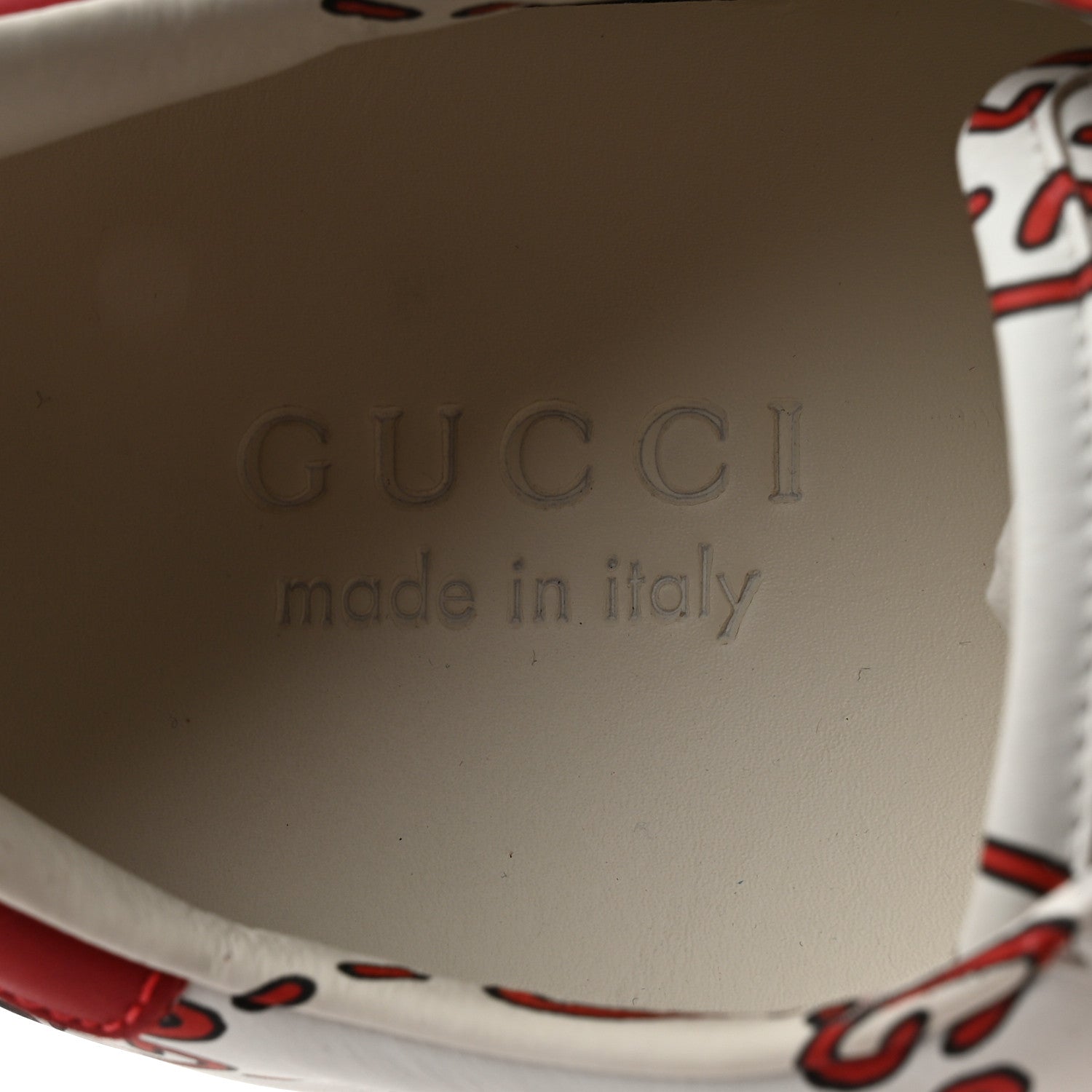 Gucci Calfskin GucciGhost Print Mens Ace Sneakers 7.5 White Hibiscus Red 6 of 9