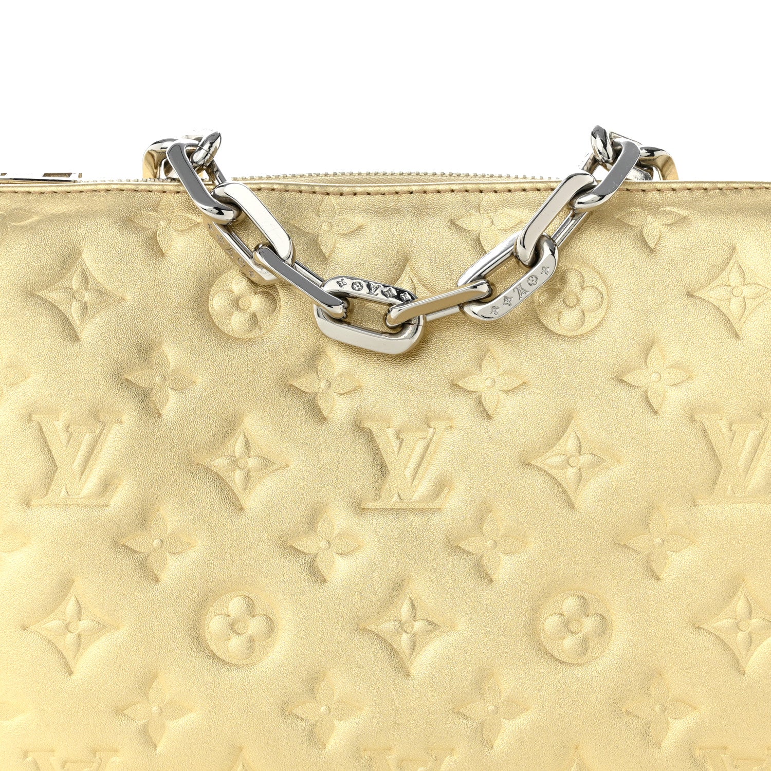 Louis Vuitton Lambskin Embossed Monogram Coussin PM Gold 7 of 9