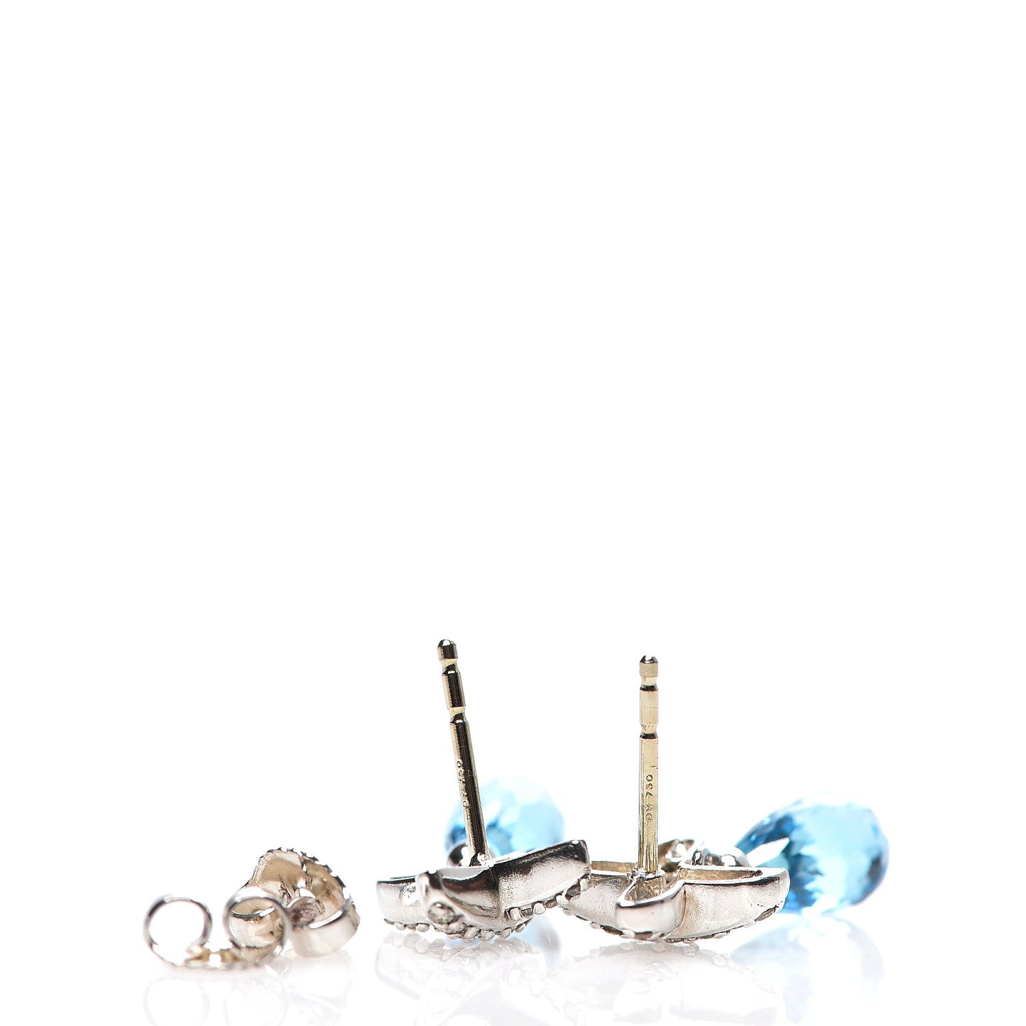 Sterling Silver Blue Topaz Diamond X Drop Earrings
