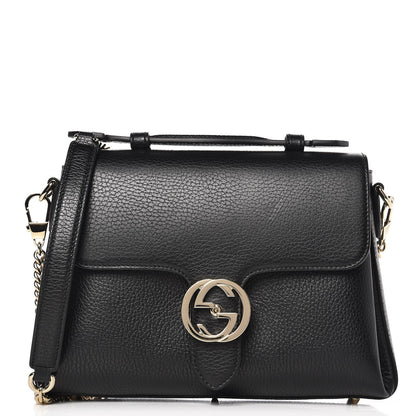 Gucci Dollar Calfskin Interlocking G Top Handle Shoulder Bag Black 1 of 7