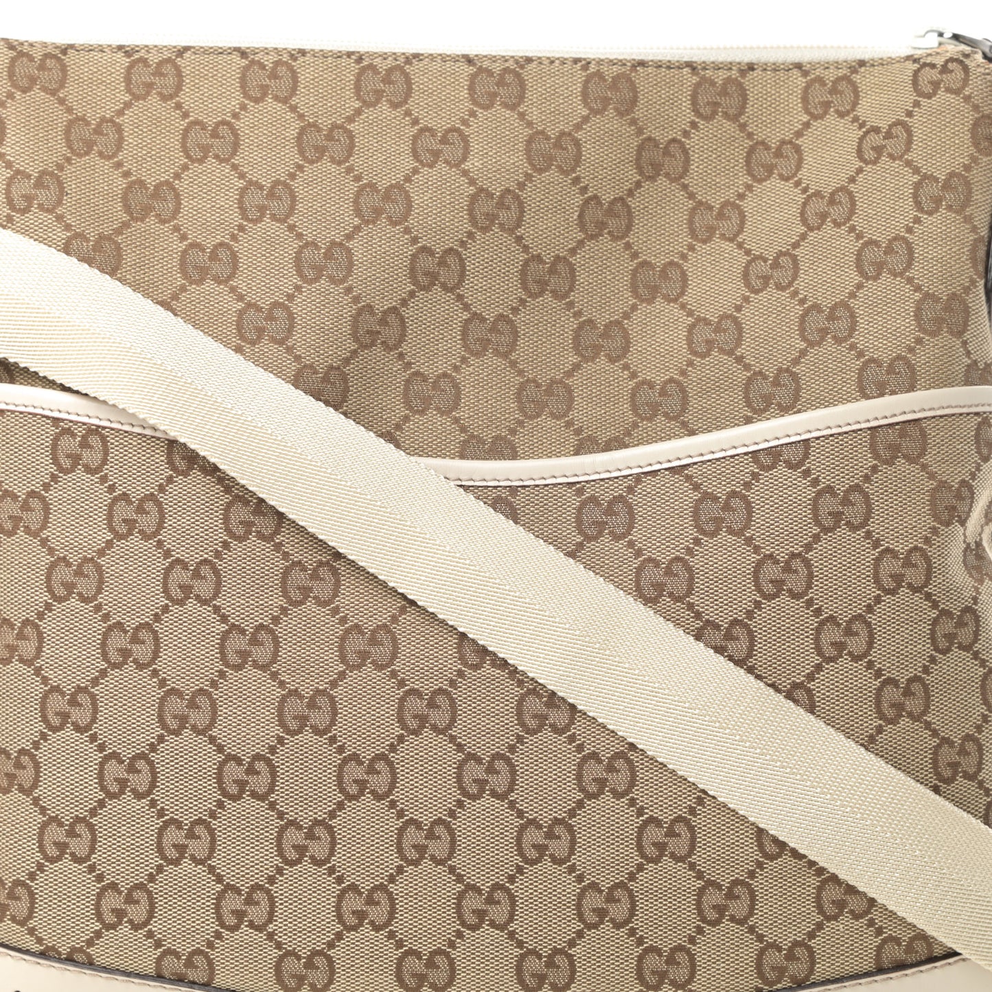 Monogram Calfskin Perforated Medium Flat Messenger Bag Off White