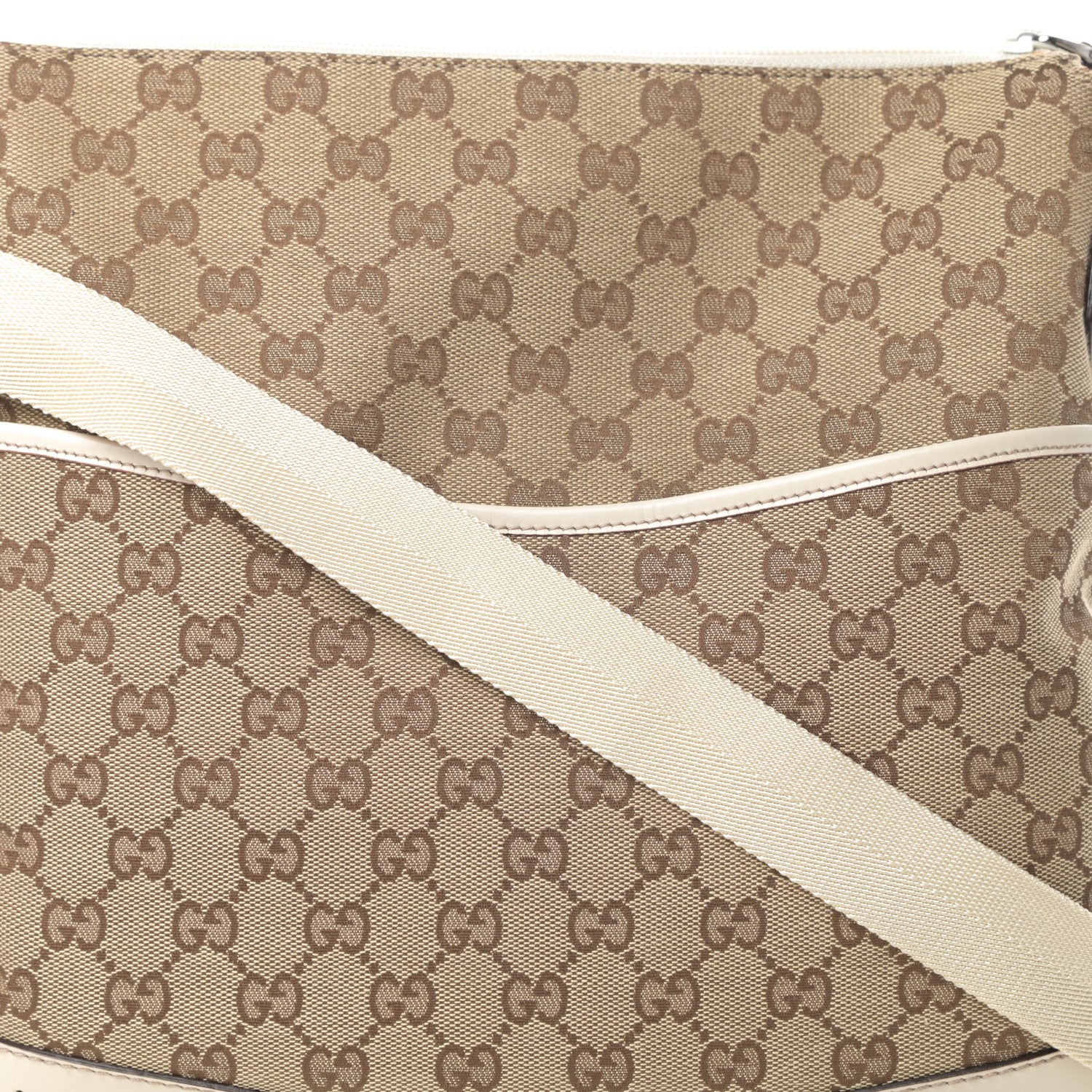 Gucci Monogram Calfskin Perforated Medium Flat Messenger Bag Off White 8 of 11