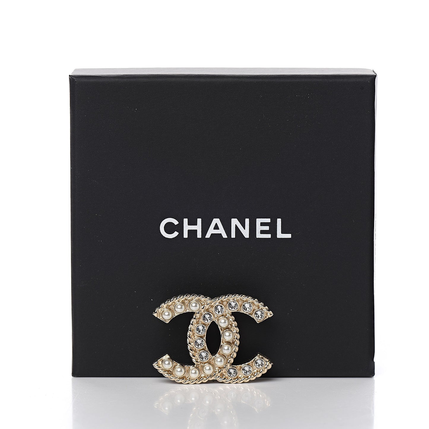 Pearl Crystal April In Paris CC Brooch Gold