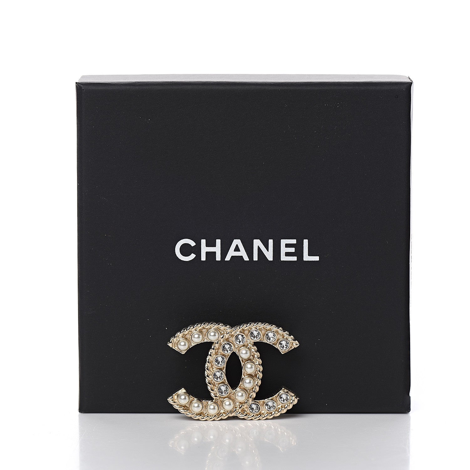 Chanel Pearl Crystal April In Paris CC Brooch Gold 4 of 4