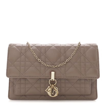 Christian Dior Lambskin Chain Lady Dior Chain Pouch Warm Taupe 1 of 12